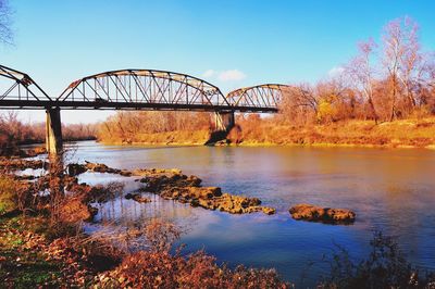 Bridge over river against clear sky