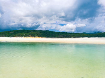 View of beach against cloudy sky