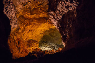 Low angle view of rock formation in cave