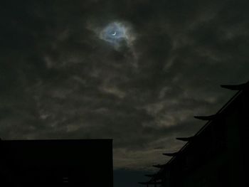 Low angle view of building against cloudy sky