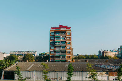 Building against clear blue sky