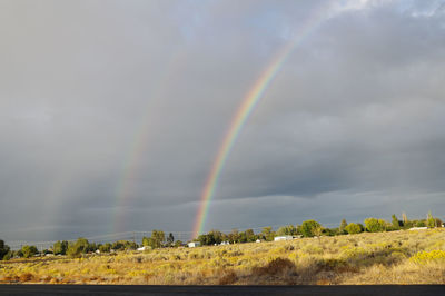 Scenic view of rainbow against sky