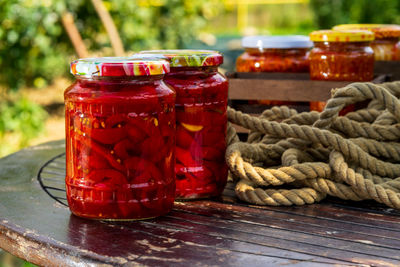 Close-up of rope on table