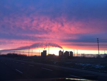 View of road at sunset