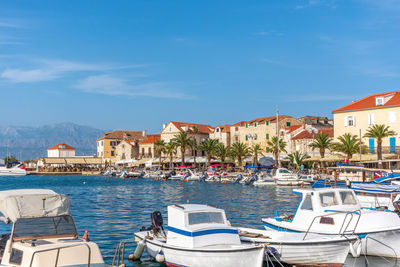 Townscape of beautiful seaside town supetar on brac island in croatia
