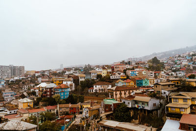 High angle view of cityscape against sky