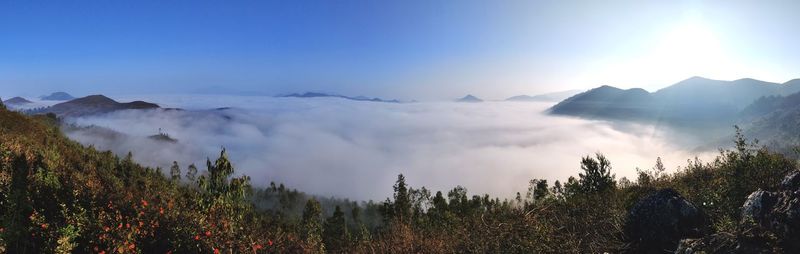 Panoramic view of landscape against sky during sunset