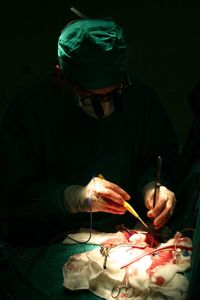 Close-up of a surgery in a operation room