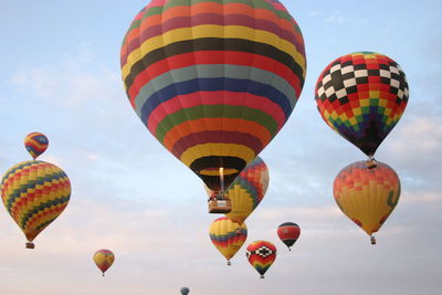 Hot air balloons flying in sky