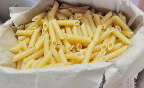 High angle view of pasta in plate