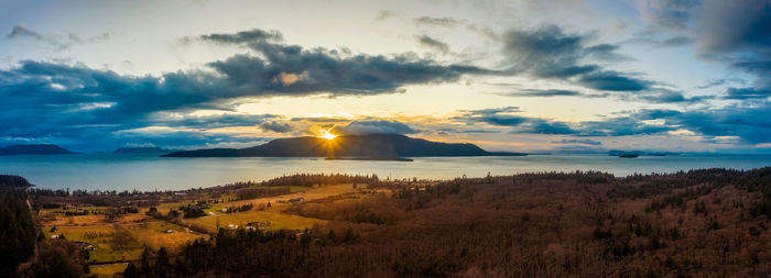 Scenic view of landscape against sky during sunset