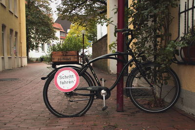 Bicycle on road in city