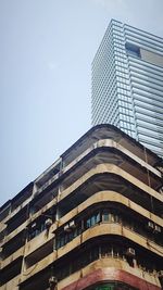 Low angle view of modern building against clear sky