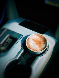 High angle view of coffee on table