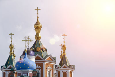 Low angle view of temple building against sky