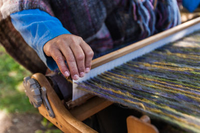 Close-up of hands working