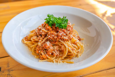 Close-up of meal served in plate