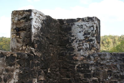 Old stone wall against sky