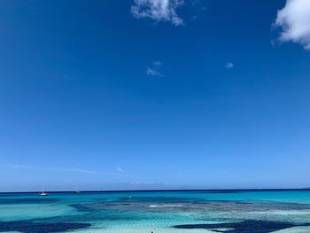 Scenic view of sea against blue sky