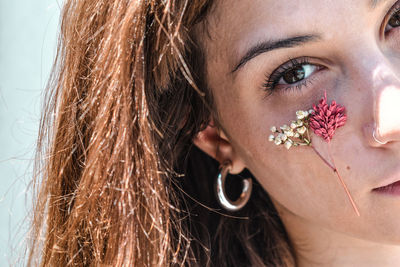 Close-up portrait of a beautiful young woman