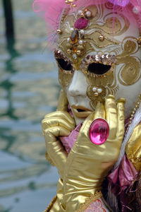 Close-up of person wearing mask during carnival