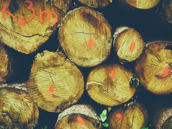Full frame shot of logs