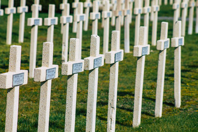 Row of fence at cemetery