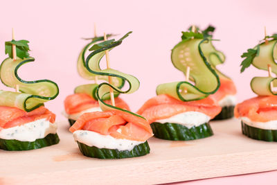 Close-up of sushi on table