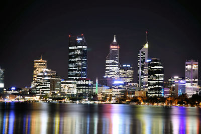 Illuminated city at night