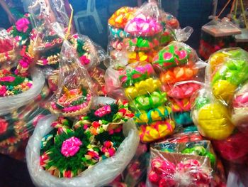 Close-up of multi colored candies for sale