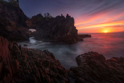 Scenic view of sea against sky during sunset