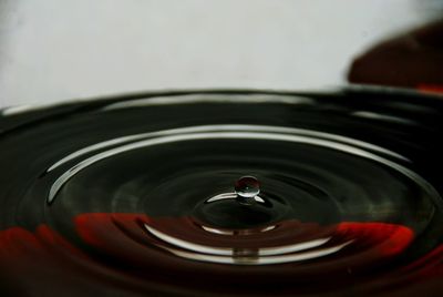 Close-up of drop falling in water
