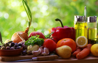 Fruits and vegetables on table