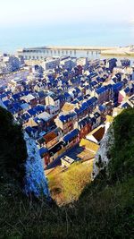 High angle view of townscape against sky