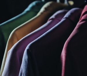 Close-up of multi colored clothes hanging