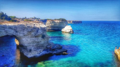 View of sea against blue sky