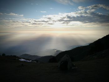 Scenic view of sunset over sea