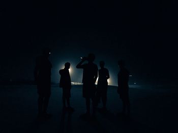 Silhouette people standing against sky at night