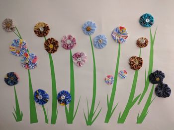High angle view of multi colored flowering plant on table