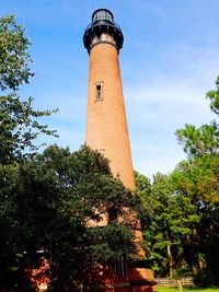 Low angle view of lighthouse against sky