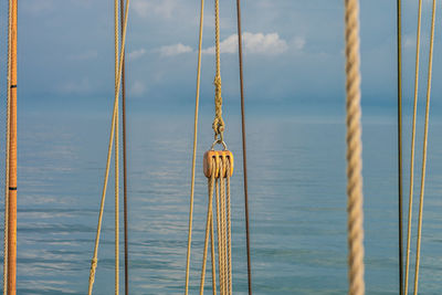 Close-up of sailboat against sky