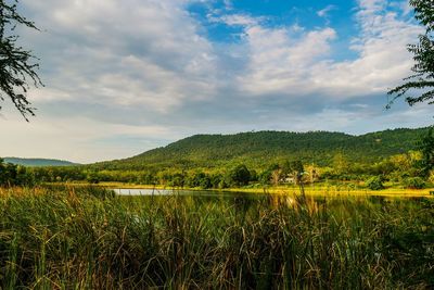 Scenic view of lake against sky