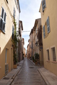 Narrow alley amidst buildings in city