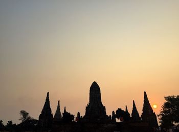 Silhouette of temple at sunset