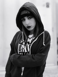 Portrait of a beautiful young woman wearing hat