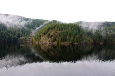 Scenic view of lake with mountains in background