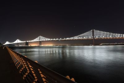 Bridge over river at night