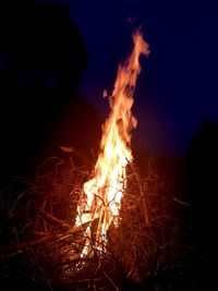 Bonfire against sky at night