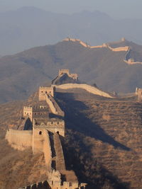 Great wall of china on mountain range