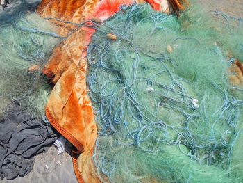 High angle view of fishing nets